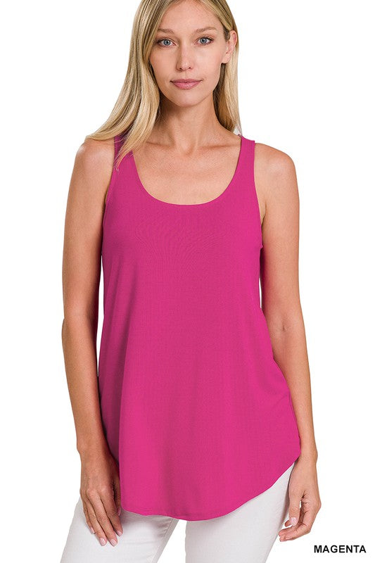 Sleeveless Round Neck & Round Hem Top