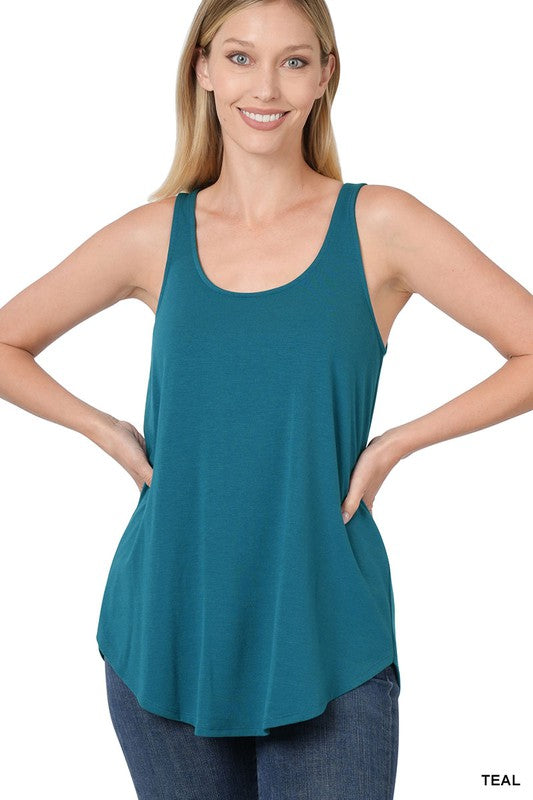 Sleeveless Round Neck & Round Hem Top