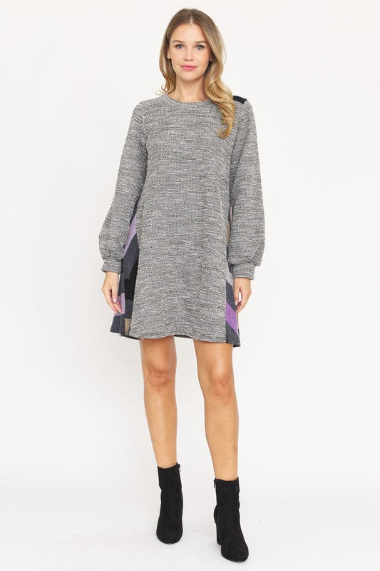 Tweed Bishop Sleeve A Line Dress