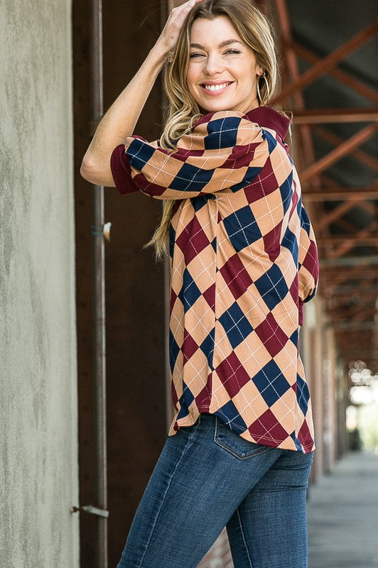 Collared Argyle Top