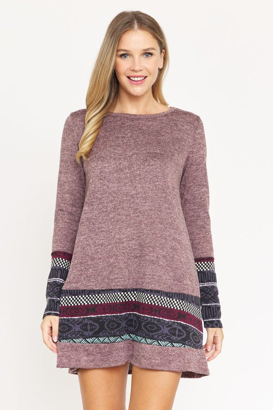 Plus Nordic Print Knit Dress