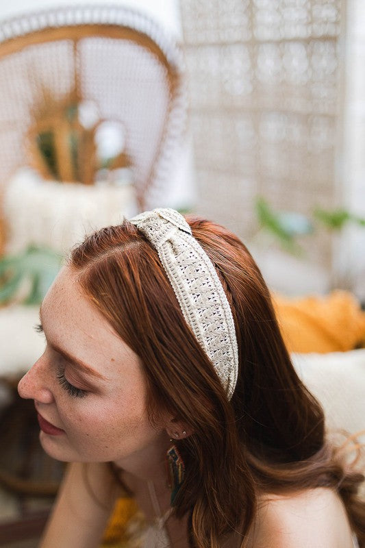 Embroidered Stitch Boho Knotted Headband