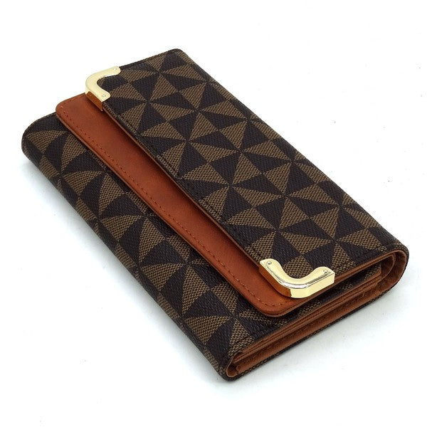 Monogram Tri-fold Clutch Wallet Cell Phone Wallet