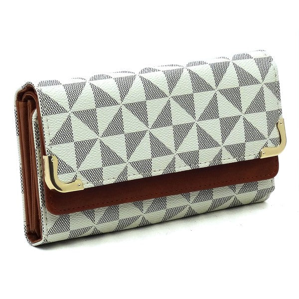 Monogram Tri-fold Clutch Wallet Cell Phone Wallet