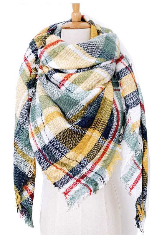 Mad For Plaid Large Fringe Blanket Scarf