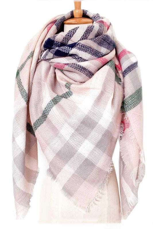 Mix Plaid Square Blanket Scarf