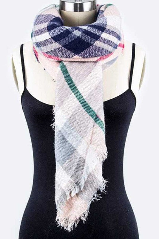 Mix Plaid Square Blanket Scarf