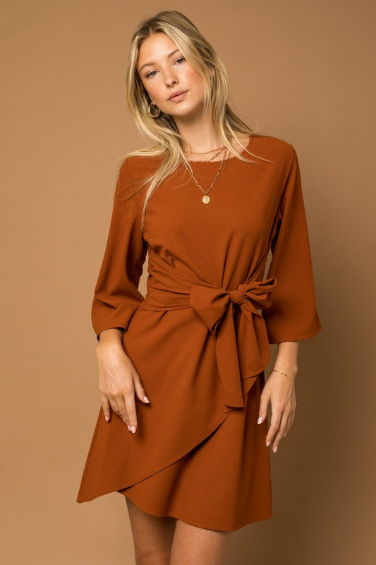 Kimono Sleeve Tie Wrap Dress