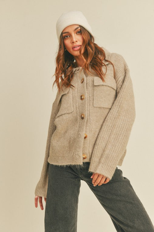 Rib Knit Shirt Cardigan