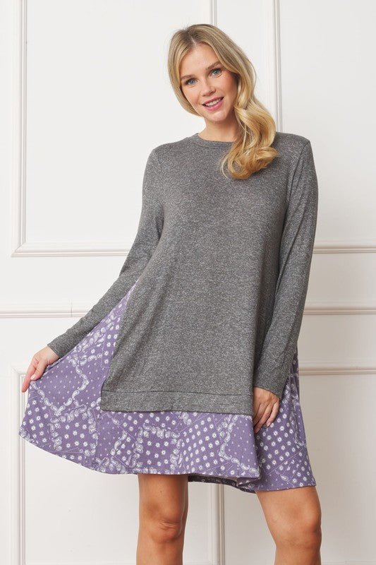 Mock Layered Bandana Paisley Mini Dress