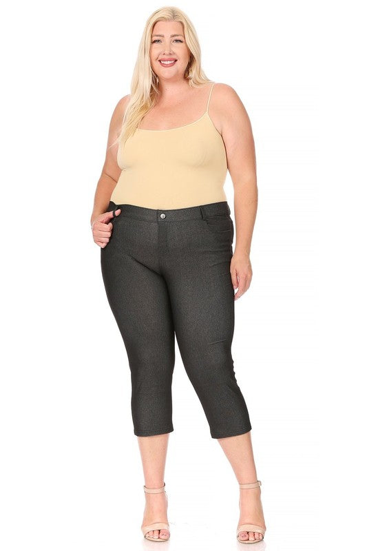 Plus size, stretchy, pull up, capri jeggings