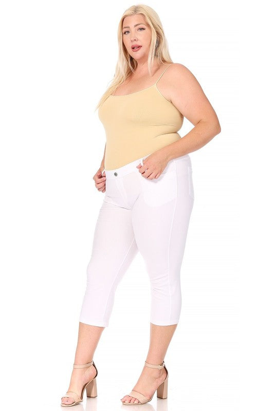 Plus size, stretchy, pull up, capri jeggings