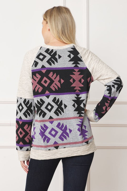 V Stitch Tribal Contrast Tunic