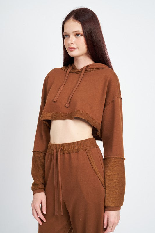 CROPPED HOODIE WITH DRAWSTRINGS