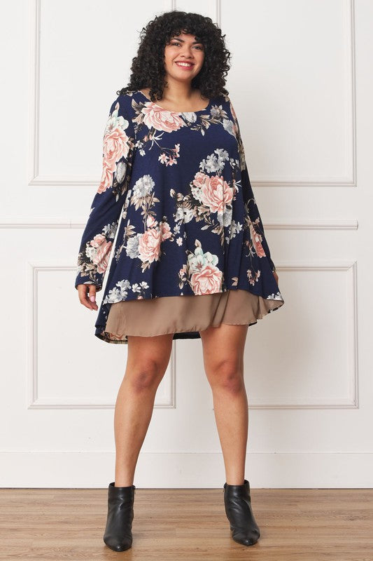 Floral Chiffon Layered Mini Dress