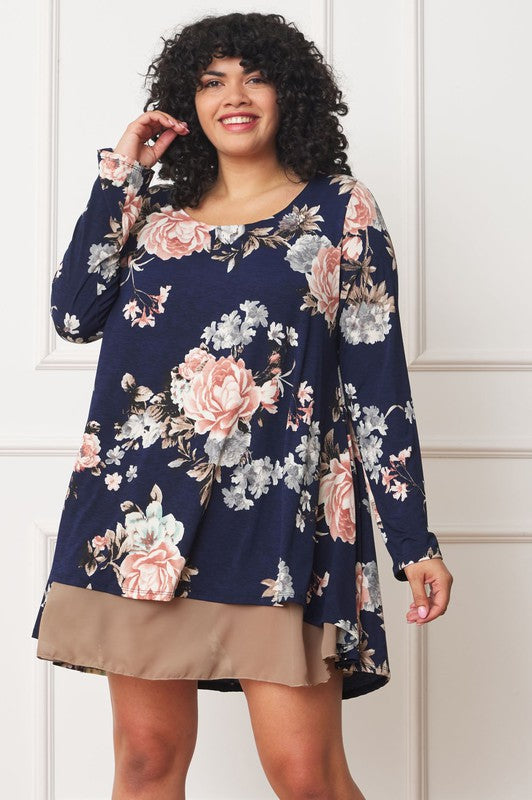 Floral Chiffon Layered Mini Dress