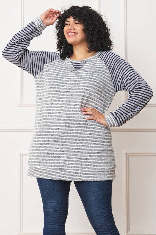 Plus Stripe Two Tone Tunic