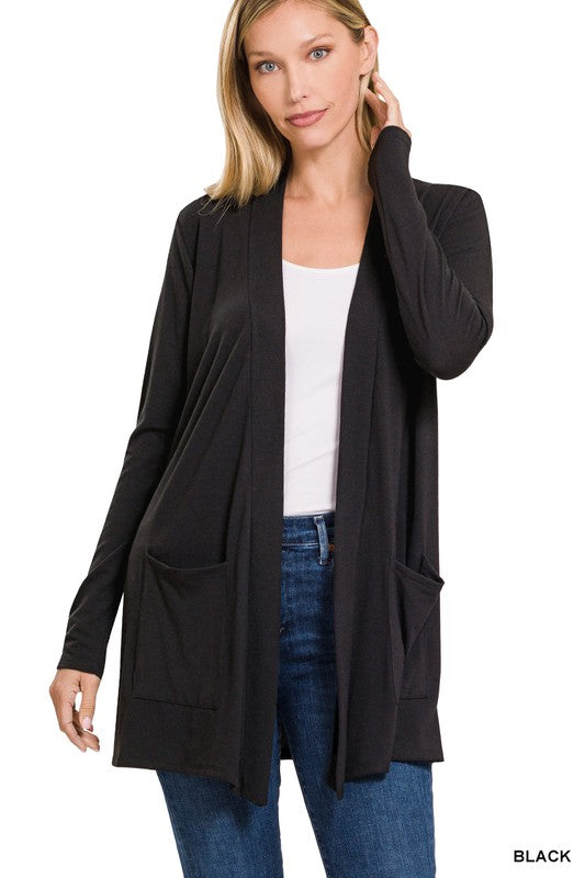 SLOUCHY POCKET OPEN CARDIGAN