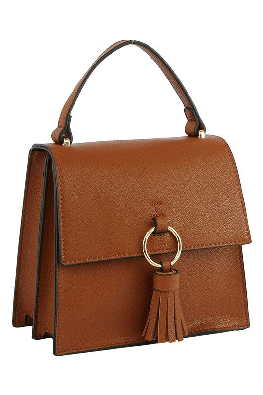 Fashion Ring Tassel Flap Crossbody Satchel