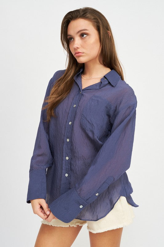 BUTTON DOWN WRINKLED SHIRT