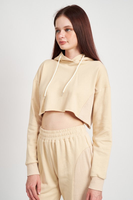 CROPPED HOODIE WITH DRAWSTRINGS