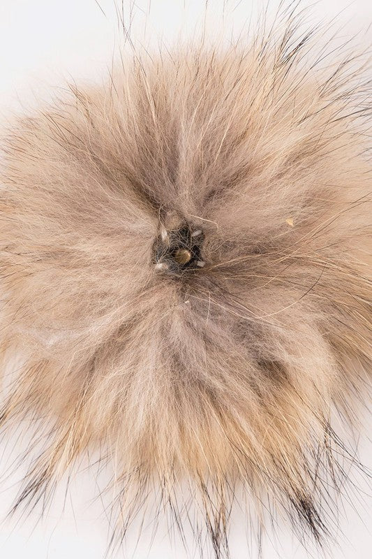 Faux Fur Pom Cotton Blend Slouchy Beanie