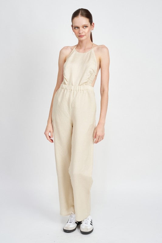 HALTER NECK JUMPSUIT WITH OPEN BACK