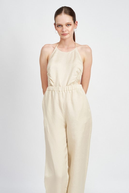 HALTER NECK JUMPSUIT WITH OPEN BACK