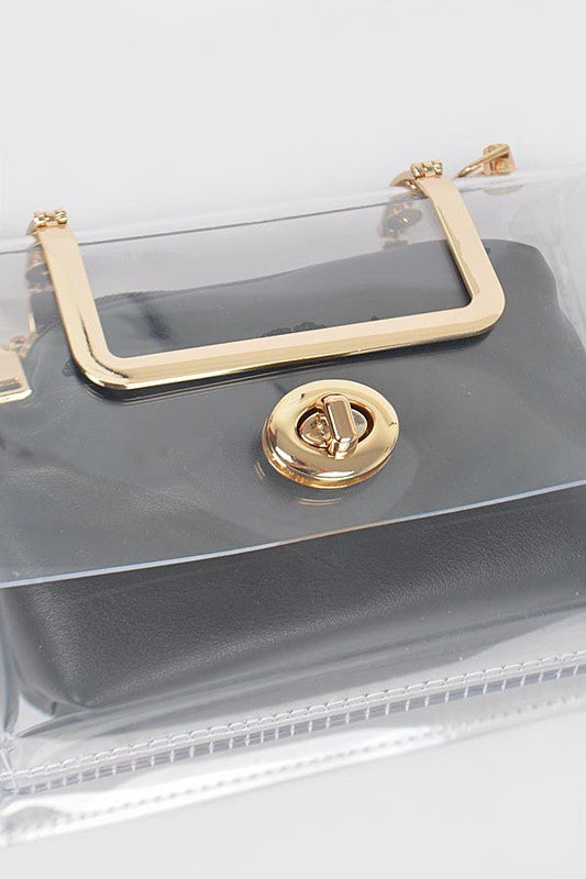 2 In 1 Convertible Clear Clutch Bag