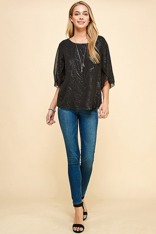 Glittered Print Woven Blouse