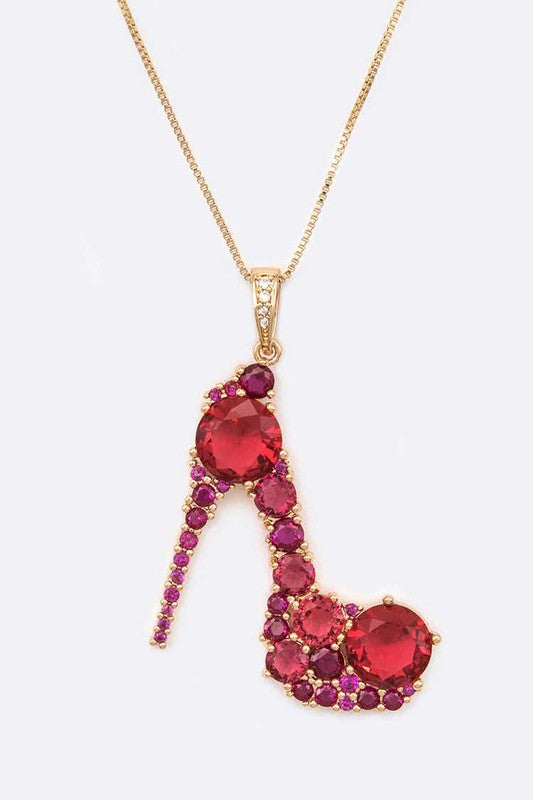 Cubic Zirconia High Heel Pendant Necklace