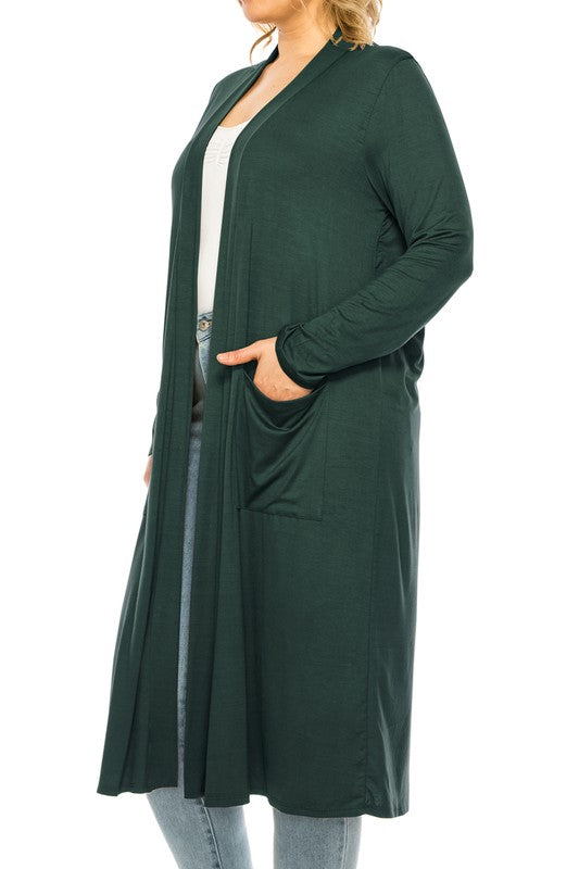 Plus size, solid duster cardigan