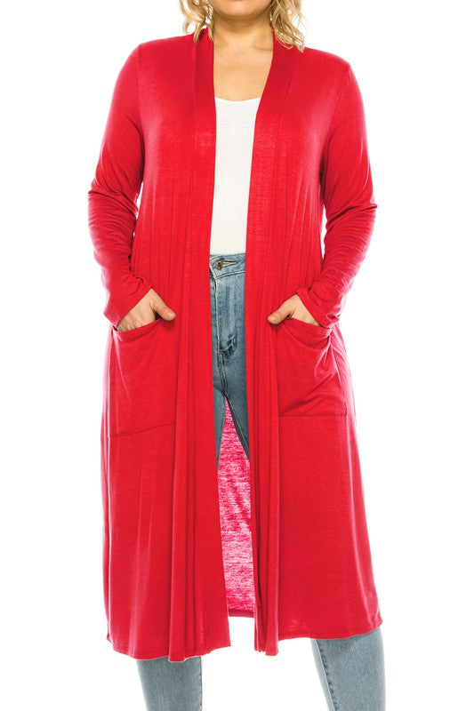 Plus size, solid duster cardigan