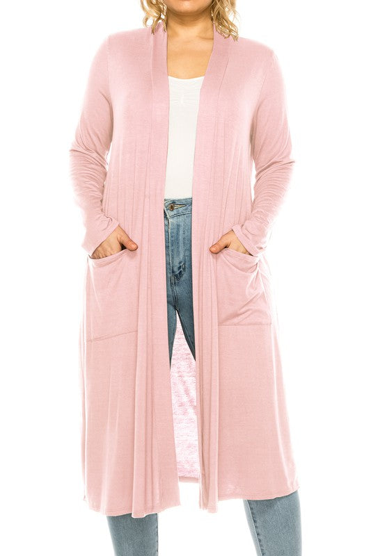 Plus size, solid duster cardigan