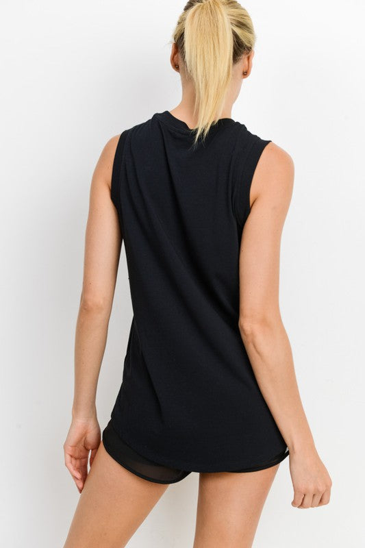 Notched Sleeveless Flowy Tank Top