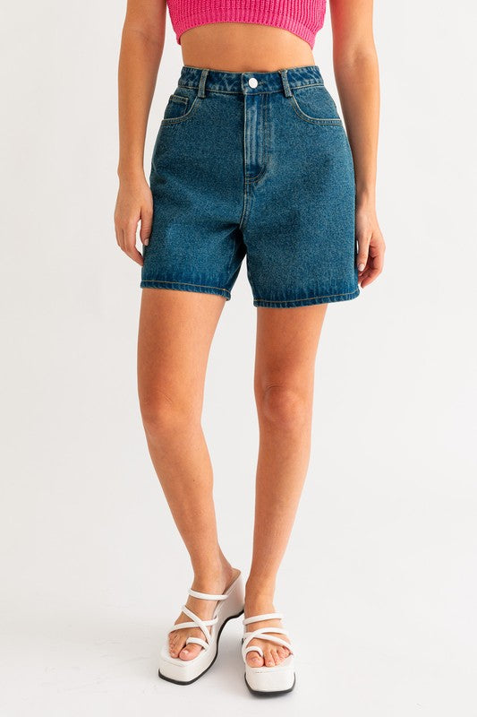 Mid-Length Denim Shorts