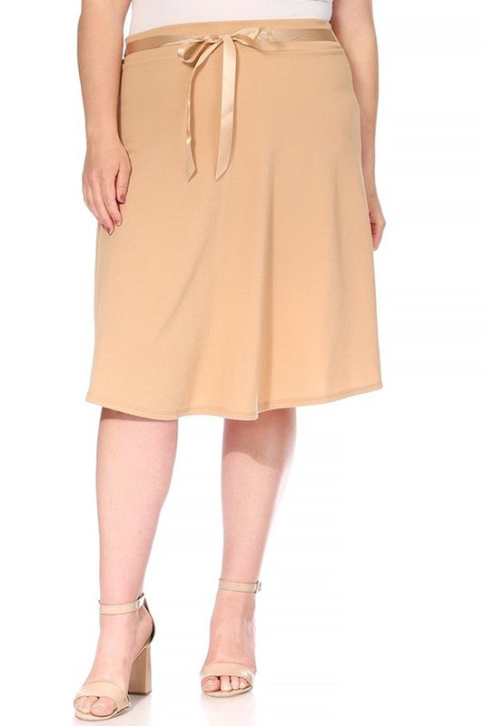 Plus size, solid, A-line, knee length skirt