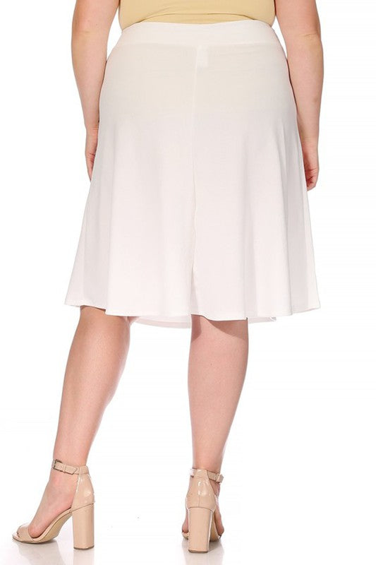 Plus size, solid, A-line, knee length skirt