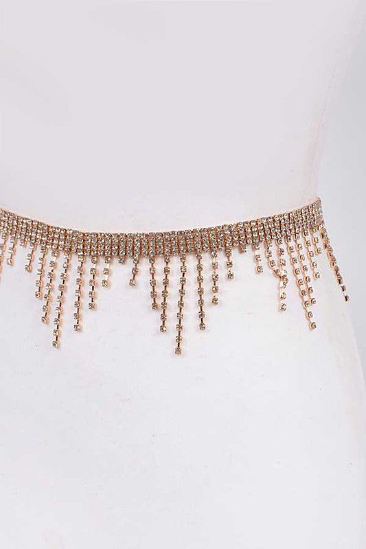 Rhinestone Fringe Chain Belt