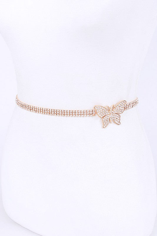 Rhinestone Butterfly Chain Belt