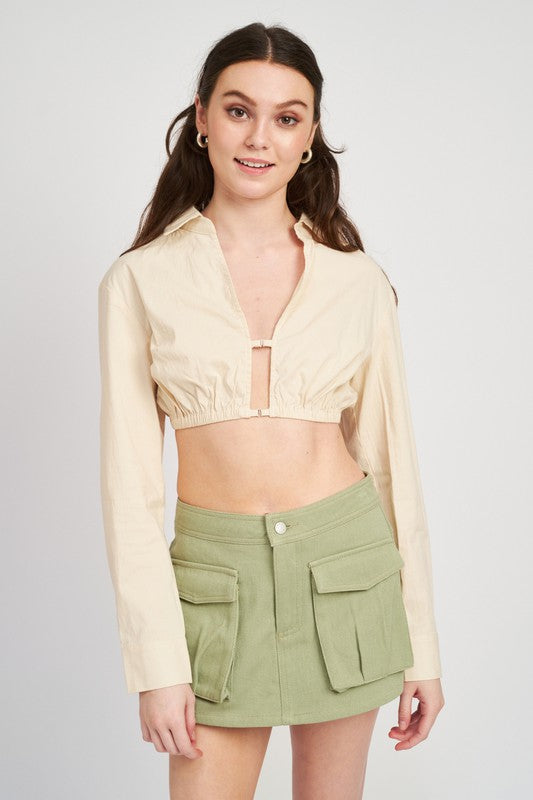 OPEN BACK CROPPED SHIRT