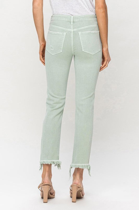 Mid Rise Crop Straight Jeans