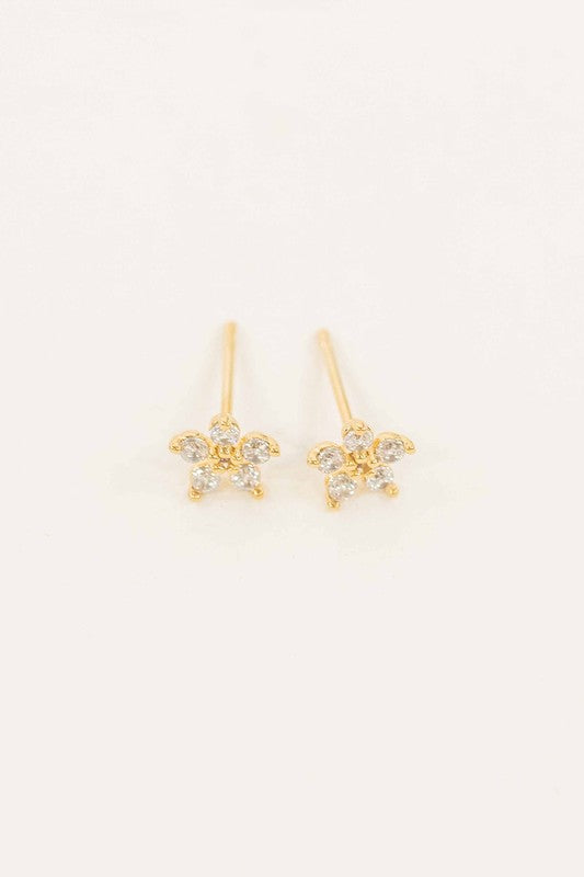 Jeweled Flower Stud Earrings