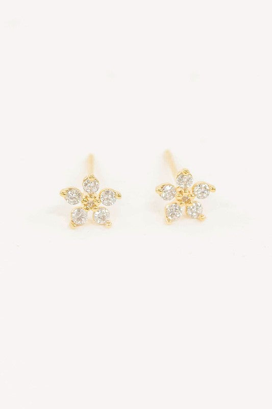 Jeweled Flower Stud Earrings