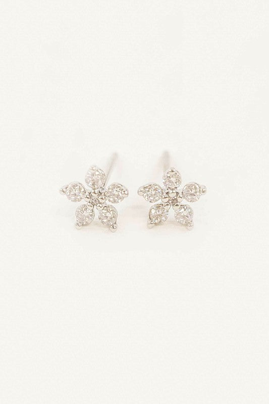 Jeweled Flower Stud Earrings