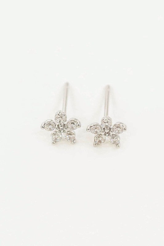 Jeweled Flower Stud Earrings