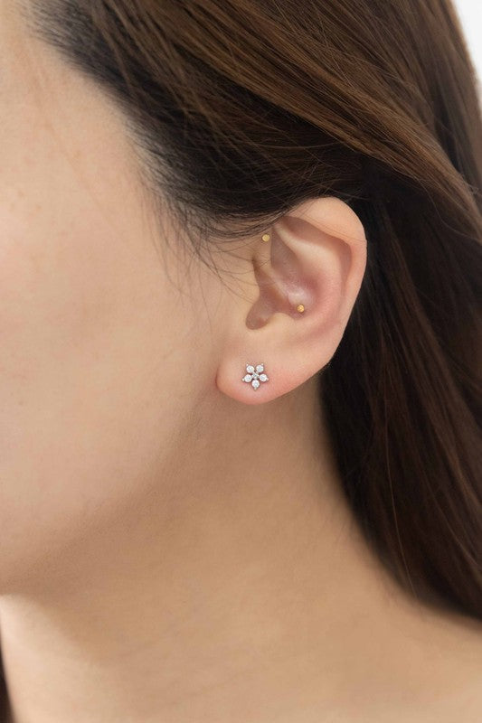 Jeweled Flower Stud Earrings