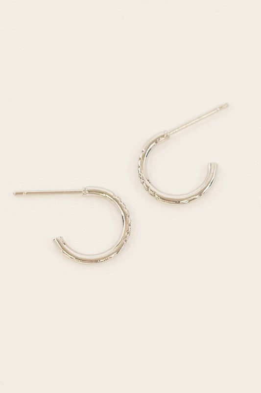 Thin Stone Hoop Earrings