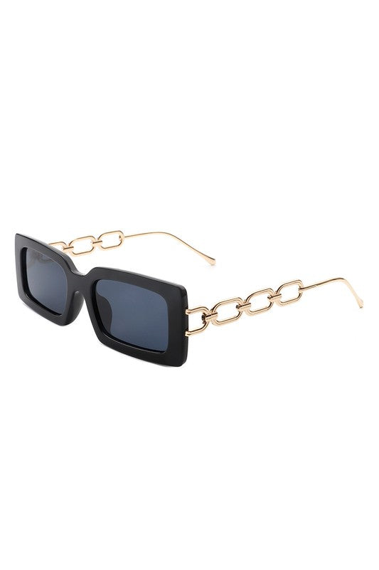 Square Flat Top Chain Link Design Sunglasses