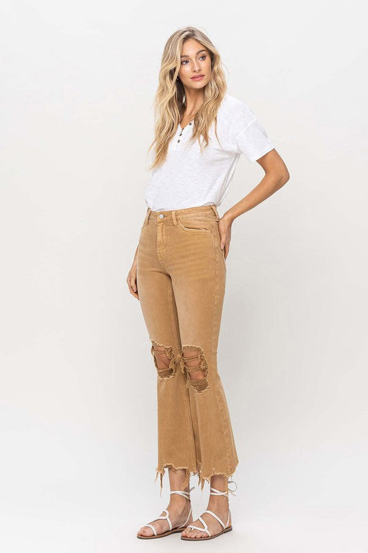 Vintage High Rise Distressed Flare Jeans